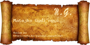 Matejko Gyöngyi névjegykártya